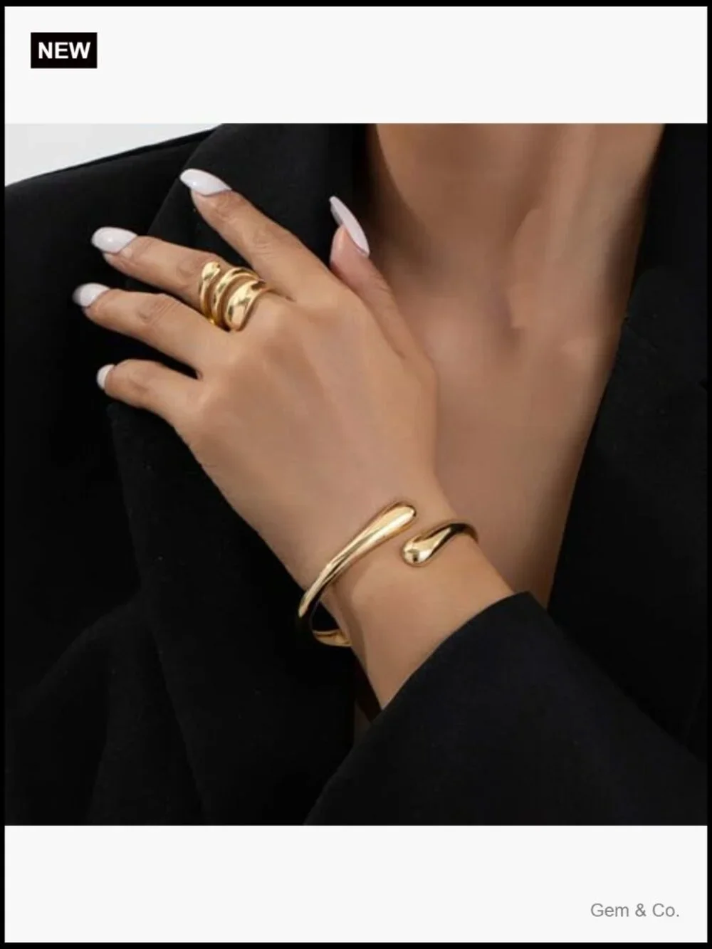 Trendy Chunky Gold Bangle Bracelet Adjustable Cuff Jewelry Women Gift